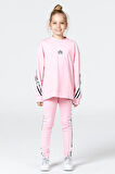 Black One Kız Çocuk Şerit Detaylı Salaş Sweat ve Tayt Spor Takım