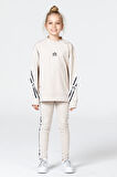 Black One Kız Çocuk Şerit Detaylı Salaş Sweat ve Tayt Spor Takım
