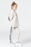 Black One Kız Çocuk Şerit Detaylı Salaş Sweat ve Tayt Spor Takım