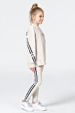 Black One Kız Çocuk Şerit Detaylı Salaş Sweat ve Tayt Spor Takım