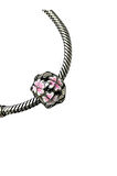 925 AYAR GÜMÜŞ ÇİÇEK YONCA CHARM PEMBE