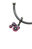 925 AYAR GÜMÜŞ PEMBE ÇİÇEKLİ BİSİKLET CHARM