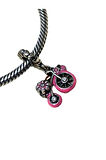 925 AYAR GÜMÜŞ PEMBE ÇİÇEKLİ BİSİKLET CHARM