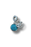 925 AYAR GÜMÜŞ SALLANTILI MAVİ PULLU MOM ANNEM CHARM