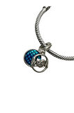 925 AYAR GÜMÜŞ SALLANTILI MAVİ PULLU MOM ANNEM CHARM