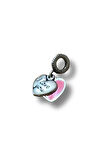 925 AYAR GÜMÜŞ SALLANTILI MİNELİ KALP CHARM PEMBE