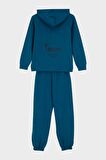 Kapüşonlu Baskı Detaylı Pike Kumaştan Erkek Çocuk Eşofman Takımı