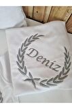 Unisex Yenidoğan Hastane Çıkışı Seti 6 'Lı, İsme Özel Gri Nakışlı Set