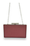 Bordo Renk Çizilmeyen El İzi Yapmayan Mat Saten İnci Saplı Abiye Çanta Gece Çantası Portföy Clutch