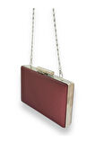 Bordo Renk Çizilmeyen El İzi Yapmayan Mat Saten İnci Saplı Abiye Çanta Gece Çantası Portföy Clutch