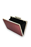 Bordo Renk Çizilmeyen El İzi Yapmayan Mat Saten İnci Saplı Abiye Çanta Gece Çantası Portföy Clutch