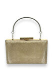 Altın Gold Renk Lazer Desenli Abiye Çanta Gece Çantası Düğün Nişan Kına Çantası Portföy Clutch