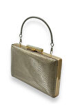 Altın Gold Renk Lazer Desenli Abiye Çanta Gece Çantası Düğün Nişan Kına Çantası Portföy Clutch