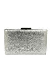 Gümüş Lame Renk Parlak İthal Kumaş Gece Çantası Abiye Çanta Portföy Clutch