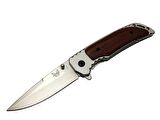 Benchmade DA56 Kahverengi Kamp Çakı 20cm- Yarı Otomatik, Kemerlikli, Ahşap - Metal Sap