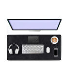 Black Deer Deri Dikişli Kenar Kaymaz Taban Büyük Boy Pürüzsüz Yüzey Çift Yönlü Kullanımlı Mouse Pad 90cm x 40cm
