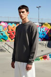 Erkek Bisiklet Yaka Düşük Kol Oversize Kalıp Sweatshirt Fonksiyonel Dayanıklı Kaliteli Şık