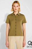 Kadın Bluz Crop Polo Yaka Kısa Kol Düğmeli Fitted Penye Süprem Örme Düz Fonksiyonel