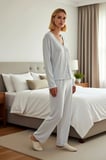 Kadın Gömlek Yaka Standart Kol Regular Kalıp Örme Pijama Takımı Fonksiyonel Dayanıklı Spor