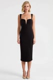 Kadın Bodycon Midi Elbise V Yaka Askılı Dokuma Finike Astarsız Düz Desenli Yapısal Tasarım