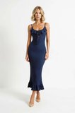 Kadın Kolsuz Bodycon Maxi Elbise Fırfırlı Yaka Detaylı Örme Kumaş Astarsız Günlük Rahat Modern Şık