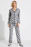 Kadın Gömlek Yaka Uzun Kol Desenli Pijama Takımı Büyük Beden Fonksiyonel Modern %100 Pamuk