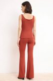 Kadın Büyük Beden Kolsuz Peplum Bluz İspanyol Paça Pantolon Takımı Havuz Yaka Viskoz Karışım Günlük
