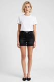 Kadın Şort Denim Yüksek Bel City Short Kalıp Boru Paça Kısa Boy Düz Desen Az Esnek Comfort Dokuma