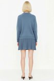 Kadın Oversize Reglan Kollu Dik Yaka Pileli Etek Kazak Takımı Rahat Kesim Günlük Modern Şık Konforlu