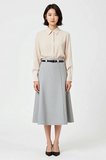 Kadın A Line Midi Etek Yırtmaçlı Kemerli Şifon Dokuma %100 Polyester Astarsız Rahat Günlük Modern