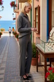 Kadın Büyük Beden Polo Yaka Oversize Yumuşak Triko Kazak Pantolon Takımı Rahat Kesim Günlük Modern