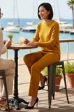 Kadın Büyük Beden Ribana Örme Uzun Kollu Rahat Kesim Wide Leg Pantolon Takım Konforlu Günlük Modern
