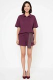 Kadın Büyük Beden Polo Yaka Kısa Kollu Oversize Ribana Örme Şort Takım Cepli Rahat Günlük Modern