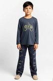 Erkek Çocuk Bisiklet Yaka Standart Kol Uzun Kollu Regular Kalıp Pijama Takımı Estetik %100 Pamuk
