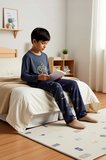 Erkek Çocuk Bisiklet Yaka Standart Kol Uzun Kollu Regular Kalıp Pijama Takımı Estetik %100 Pamuk