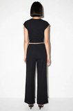 Kadın Crop Üst Geniş Paça Pantolonlu Takım Bisiklet Yaka Kolsuz Likralı Rahat Kesim Günlük Modern