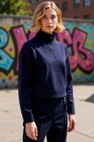 Kadın Dik Yaka Düşük Kol Fermuarlı Regular Kalıp Örme Sweatshirt Fonksiyonel Dayanıklı Şık
