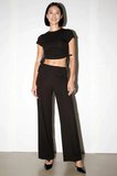 Kadın Kısa Kollu Bisiklet Yaka Crop Top İspanyol Paça Flare Pantolon Likralı Örme Takım Günlük Rahat