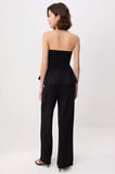 Kadın Straplez Peplum Detaylı Geniş Paça Uzun Örme Takım Soft Touch Kumaş Rahat Kesim Günlük Modern