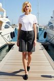 Kadın Yüksek Bel Bermuda Düz Denim Boru Paça Kısa Boy Rigid Dokuma Yaz Sezonu Modern
