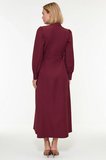Kadın Maxi Tesettür Elbisesi Dik Yaka Uzun Kol Kuşaklı Terrycotton Dokuma Rahat Kesim Günlük Modern
