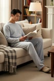 Erkek Bisiklet Yaka Standart Kol Uzun Kollu Regular Fit Örme Pijama Takımı Fonksiyonel Şık