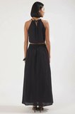 Kadın Büyük Beden Halter Yaka Kolsuz Crop Top Yırtmaçlı Maxi Etek Takımı %100 Viskoz Günlük Rahat