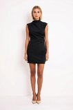 Kadın Kolsuz Dik Yaka Bodycon Mini Elbise Esnek Dokuma Astarsız Konforlu Kesim Günlük Rahat Modern