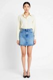 Kadın Mini Denim Etek Orta Bel %100 Pamuk Rigid Dokuma Klasik Kesim Günlük Rahat Modern Şık Konforlu