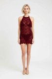 Kadın Halter Yaka Sırt Dekolteli Örme Mini Elbise Bodycon Kesim Dokulu Desen Astarsız Günlük Rahat