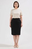 Kadın Büyük Beden Yüksek Bel Kalem Kesim Midi Denim Etek Pamuk Karışımlı Konforlu Günlük Rahat Şık