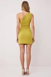 Kadın Asimetrik Yaka Tek Kol Bodycon Mini Elbise Düz Kesim Sandy Dokuma Fonksiyonel Modern
