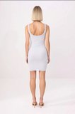 Kadın Kolsuz Havuz Yaka Bodycon Mini Elbise Kalın Askılı Ribana Esnek Örme Rahat Günlük Modern Şık