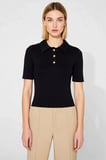 Kadın Bluz Vücuda Oturan Polo Yaka Standart Kısa Kol Düğmeli Ribana Örme Kumaş Yumuşak Dokulu